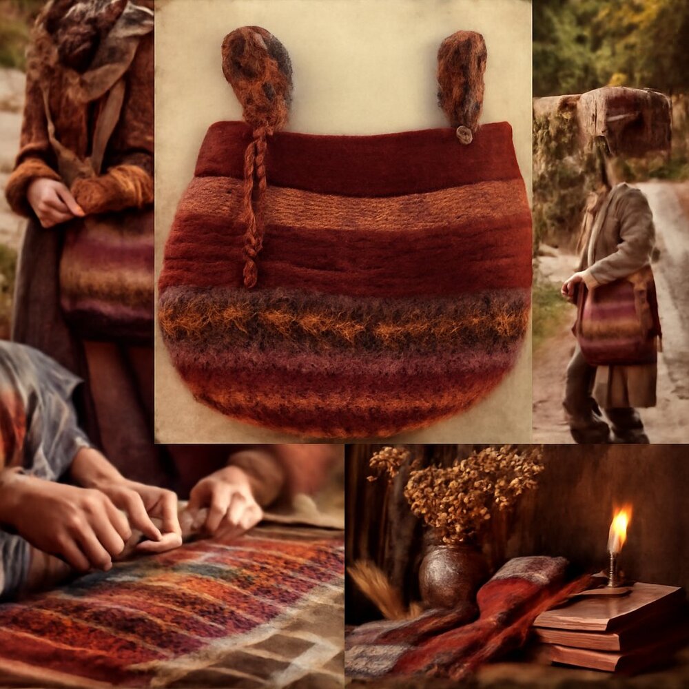 Vintage Handcrafted Wool Shoulder Bag | Shigra-Inspired Artisan Piece - Picture 3 of 14